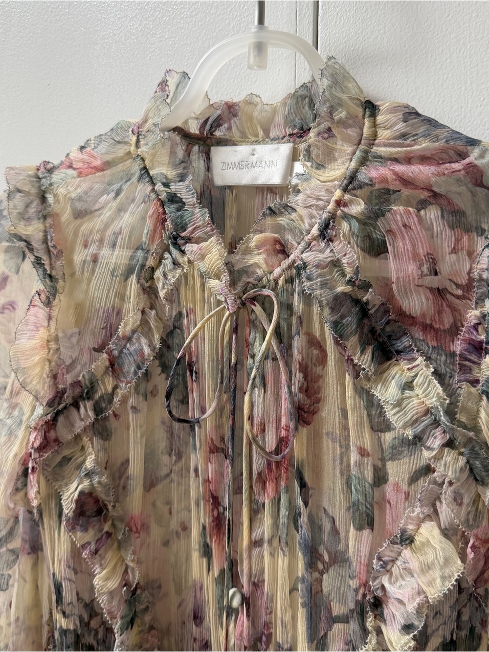Zimmermann Sheer Silk Floral Ruffle Top - Pre-owned SZ 1 - Picture 8 of 8